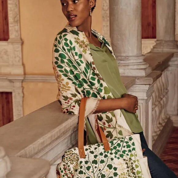 NWT The Met Tree of Life Scarf Modal/Cashmere Blend Square Quilting Museum - Picture 7 of 13